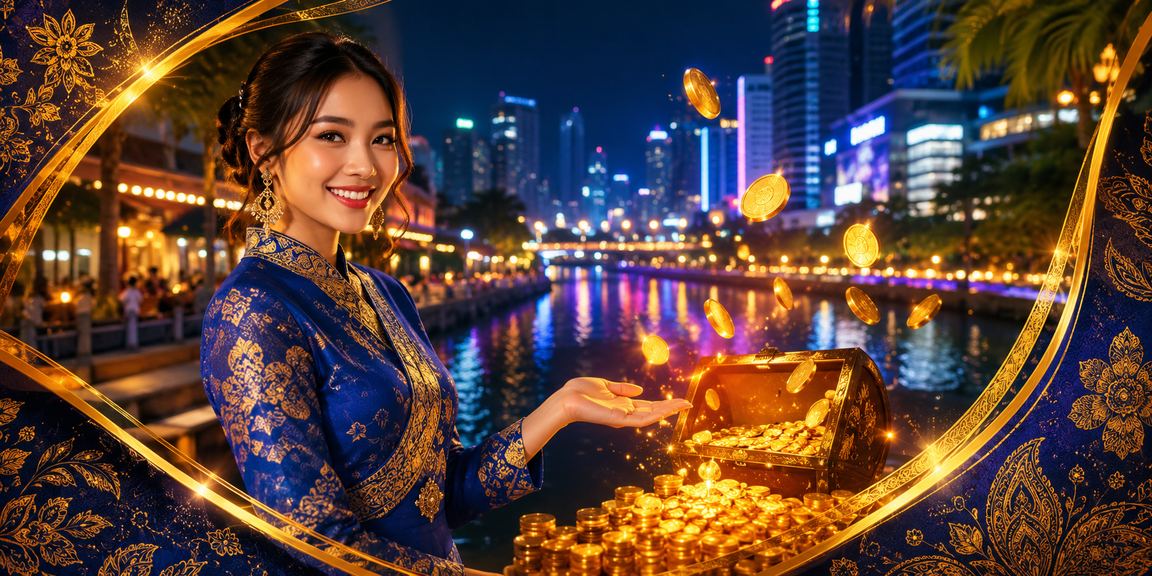 Pemain wanita berbaju kurung menikmati permainan slot dalam talian di Kuala Lumpur